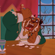 Scene from Beauty and the Beast in which Beast eats porridge rudely
